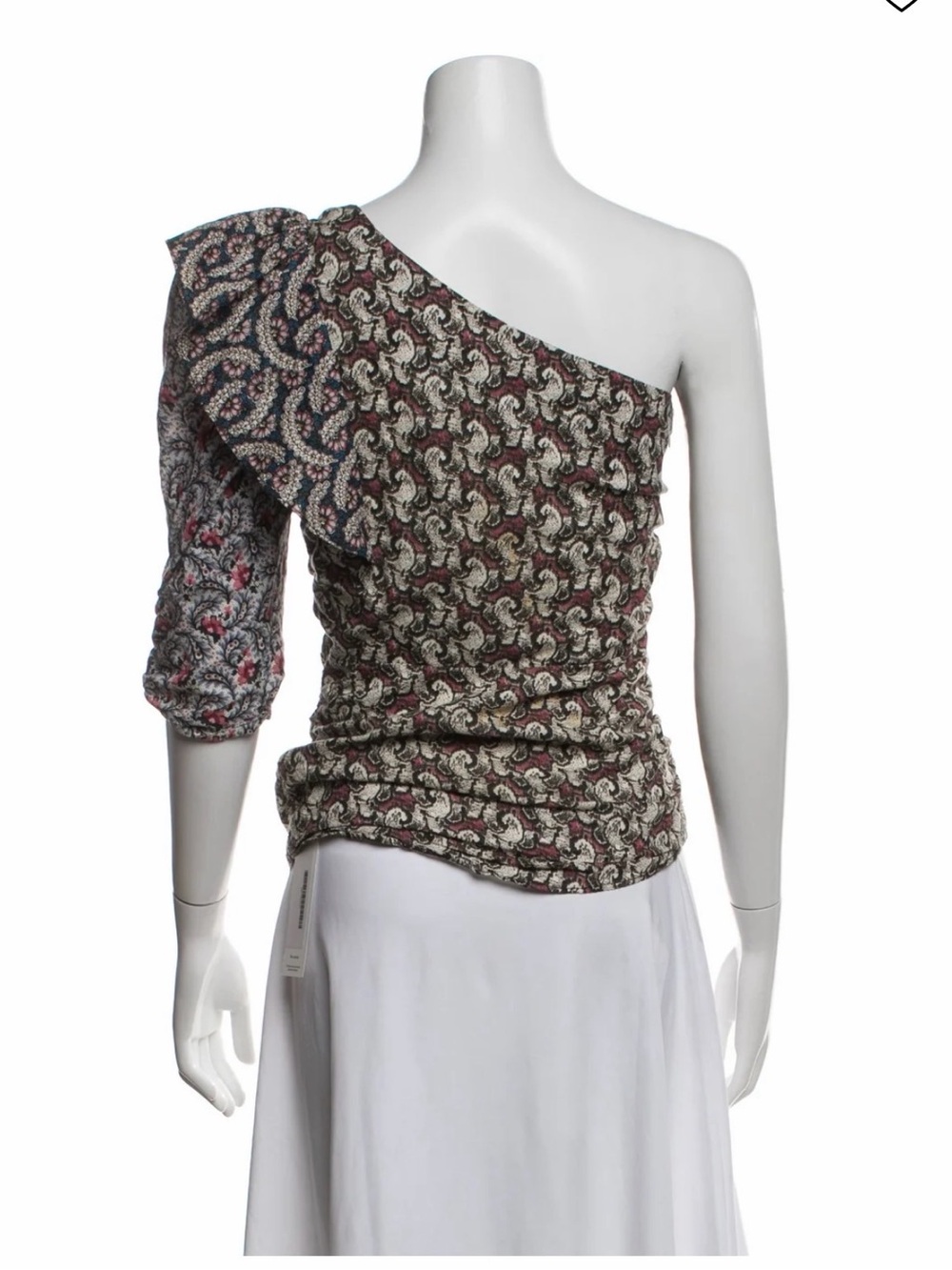 Esabel Etoile Marat One-Shoulder Paisley Print Women's Top - Brown